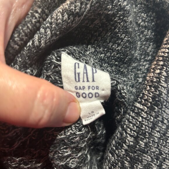 GAP Men's Gray TXT Shawl Cardigan L 100% Cotton Mixed Knit Shawl Collar Cozycore - Picture 4 of 7